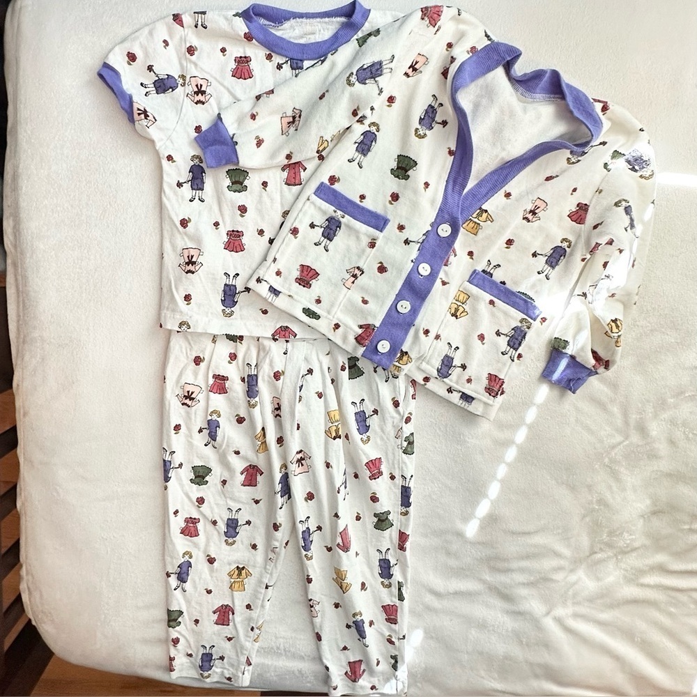Vintage Unbranded 3pc Outfit 3/4T Shirt Pants Cardigan Girl Dress Up Clothes